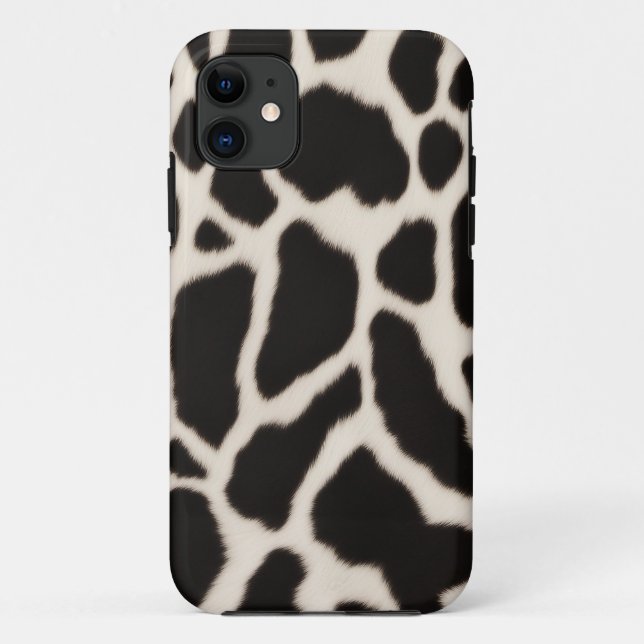 Capa Para iPhone 11 Padrão de cowhow preto e branco (Verso)