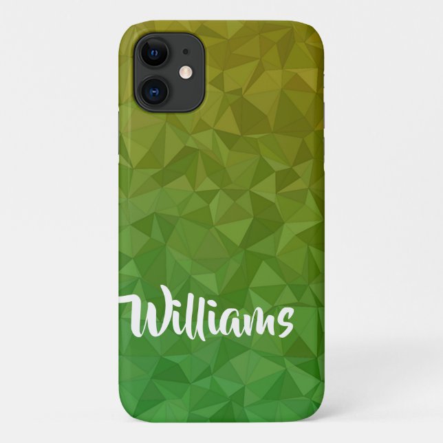 Capa Para iPhone 11 Padrão de cristal amarelo e verde (Verso)
