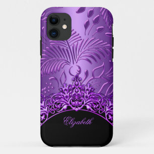 Capa Para iPhone 11 Padrão de Damasco Roxo iPhone 5 Elegante com Class
