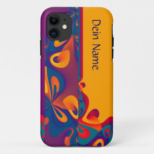 Capa Para iPhone 11 Padrão de Design gráfico - laranja violeta + texto