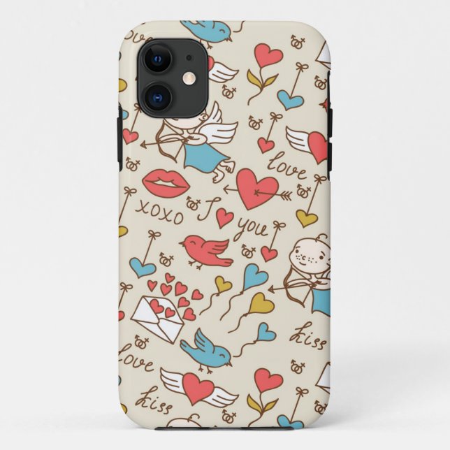 Capa Para iPhone 11 Padrão de Dia de os namorados com Cupid (Verso)