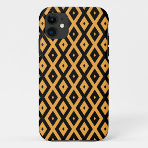 Capa Para iPhone 11 Padrão de diamante amarelo e preto