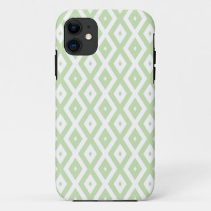Capa Para iPhone 11 Padrão de diamante branco e verde claro