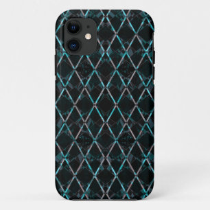 Capa Para iPhone 11 Padrão de diamante com textura azul