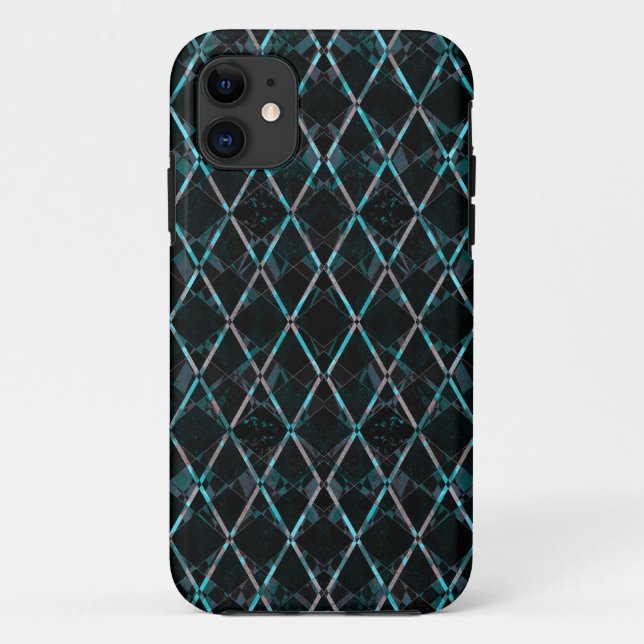 Capa Para iPhone 11 Padrão de diamante com textura azul (Verso)