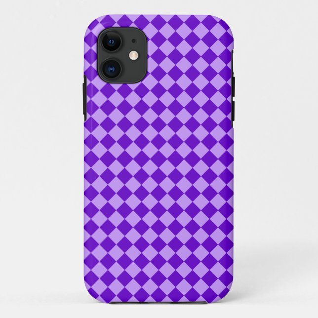 Capa Para iPhone 11 Padrão de Diamante de Combinação Roxa por STaylor (Verso)