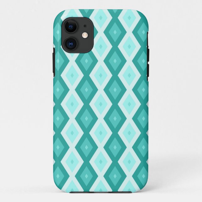 Capa Para iPhone 11 Padrão de diamante de turquesa (Verso)