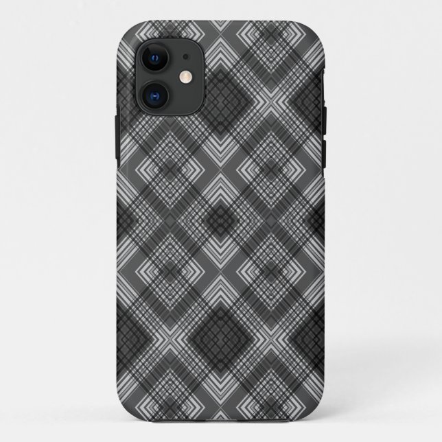 Capa Para iPhone 11 Padrão de diamante geométrico preto e branco (Verso)