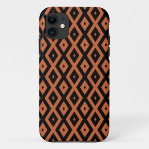 Capa Para iPhone 11 Padrão de diamante laranja e preto