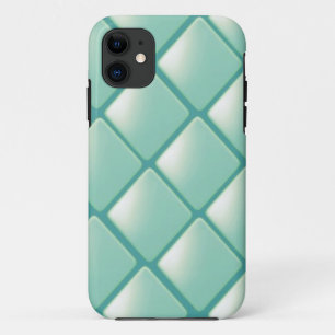 Capa Para iPhone 11 Padrão de Diamante Matelassado Verde Azul