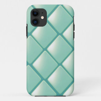 Capa Para iPhone 11 Padrão de Diamante Matelassado Verde Azul