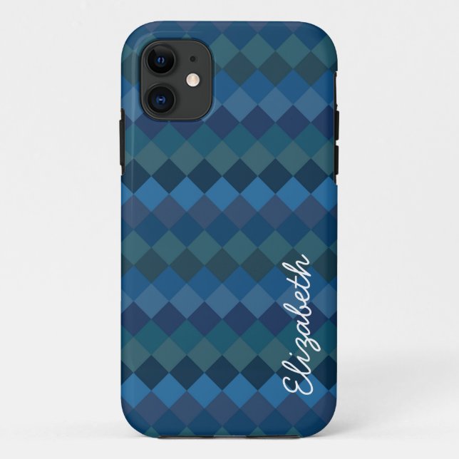 Capa Para iPhone 11 Padrão de Diamante Moderno | Abstrato Mosaico Art  (Verso)