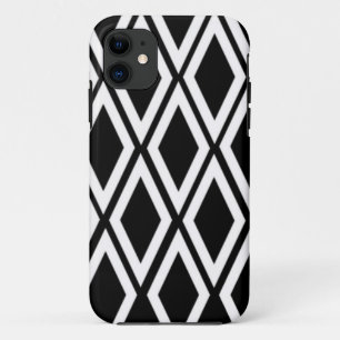 Capa Para iPhone 11 Padrão de diamante preto e branco