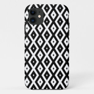 Capa Para iPhone 11 Padrão de diamante preto e branco