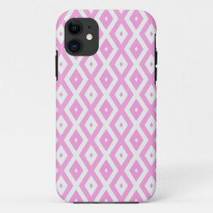 Capa Para iPhone 11 Padrão de diamante rosa e branco
