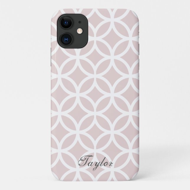 Capa Para iPhone 11 Padrão de Diamante Rosa Personalizado (Verso)