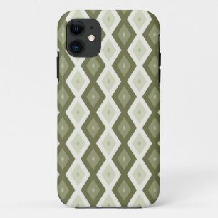 Capa Para iPhone 11 Padrão de diamante verde-oliva