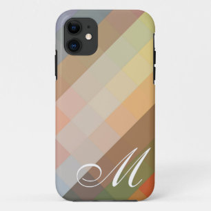 Capa Para iPhone 11 Padrão de Diamante Vintage Chevron e Monograma 8