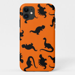 Capa Para iPhone 11 Padrão de Dinossauro Gelado em Laranja