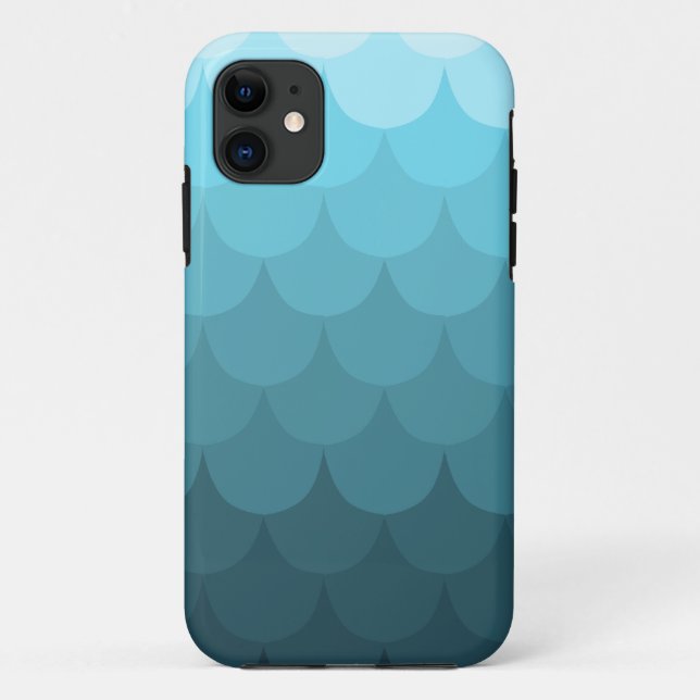Capa Para iPhone 11 Padrão de Escala de Ombre Azul (Verso)