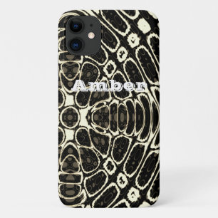 Capa Para iPhone 11 Padrão de Escala de Réptil Castanho Personalizad