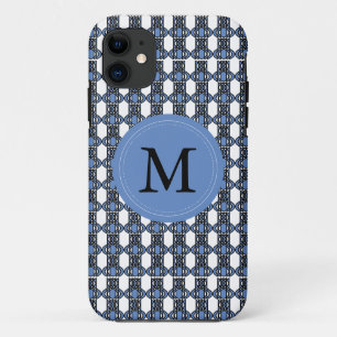 Capa Para iPhone 11 Padrão de escarpa Abstrato azul monograma