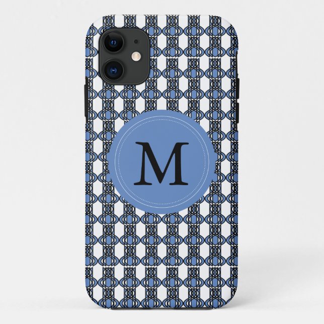 Capa Para iPhone 11 Padrão de escarpa Abstrato azul monograma (Verso)