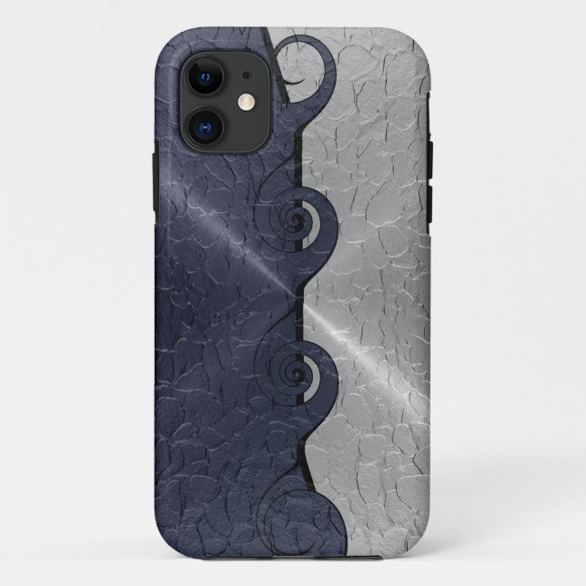 Capa Para iPhone 11 Padrão de espiral metálico sem Cinza prateada 2 (Verso)