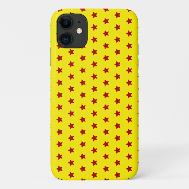Capa Para iPhone 11 padrão de estrela vermelha em amarelo (Verso)