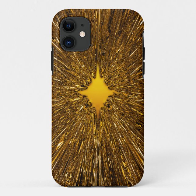 Capa Para iPhone 11 Padrão de explosão de estrelas douradas (Verso)