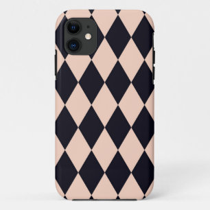 Capa Para iPhone 11 Padrão de Faixa de Diamante de Argyle Preto e bege