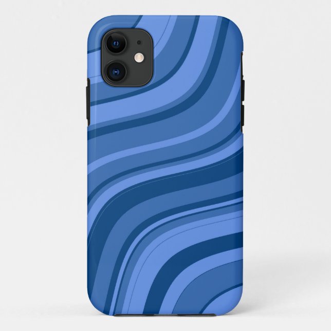 Capa Para iPhone 11 Padrão de faixas de onda azul-céu (Verso)
