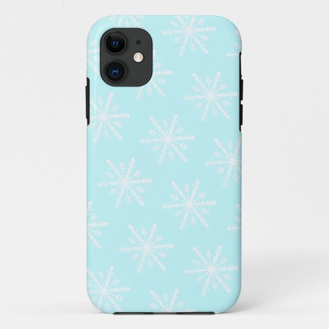 Capa Para iPhone 11 Padrão de floco de neve azul gelado de Natal (Verso)