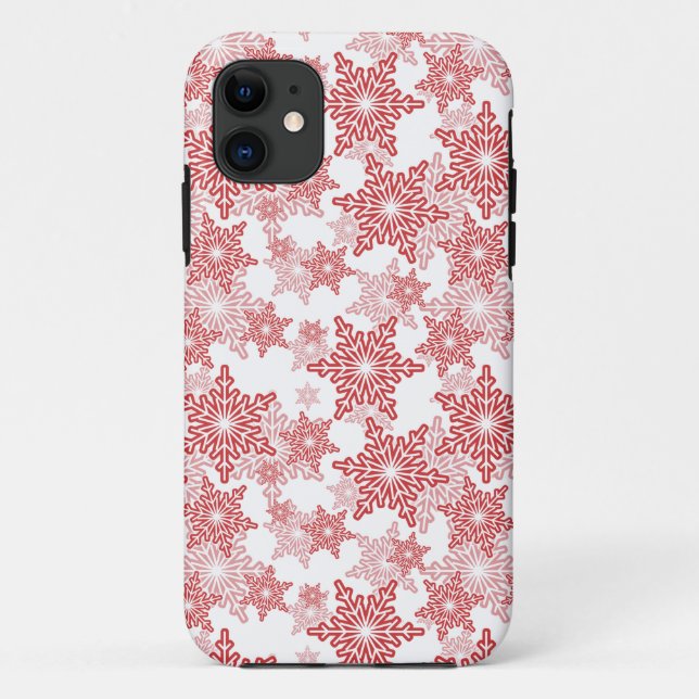 Capa Para iPhone 11 Padrão de Floco de Neve Vermelho e Branco Invisíve (Verso)