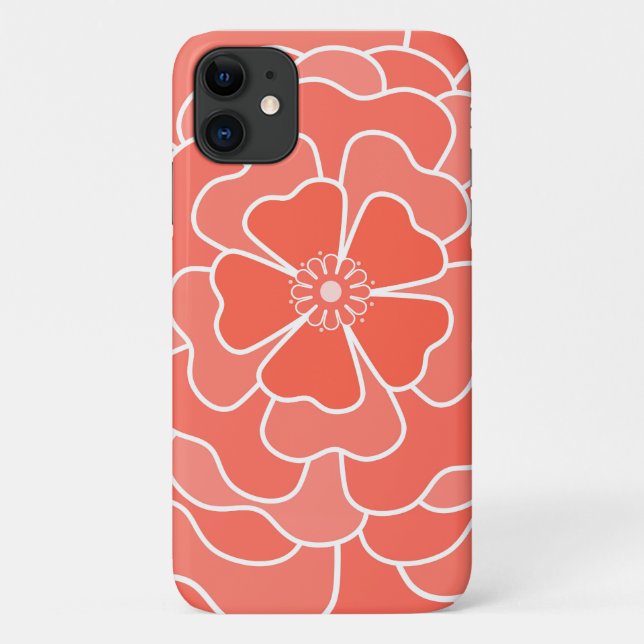 Capa Para iPhone 11 Padrão de flor abstrata laranja (Verso)
