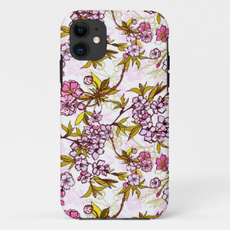Capa Para iPhone 11 Padrão de Flor de Cerejeira 