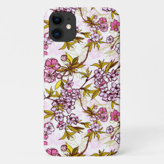 Capa Para iPhone 11 Padrão de Flor de Cerejeira