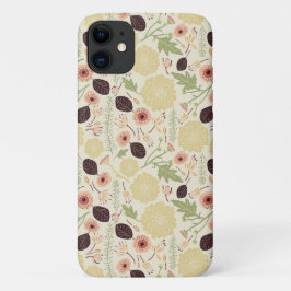 Capa Para iPhone 11 Padrão de Flor de Pêssego com Mix Floral