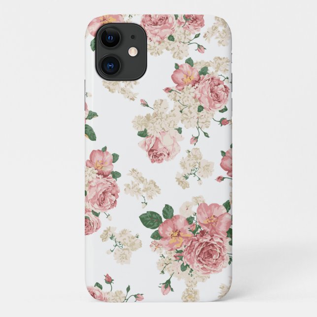 Capa Para iPhone 11 Padrão de Flor Elegante (Verso)