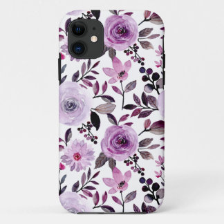 Capa Para iPhone 11 Padrão de flor rosa com fundo branco