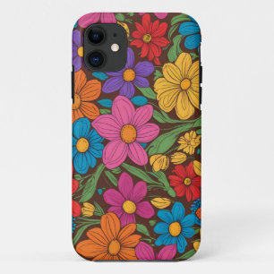 Capa Para iPhone 11 Padrão de flores coloridas