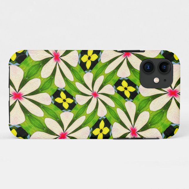 Capa Para iPhone 11 Padrão de Flores Estéticas (Verso (horizontal))