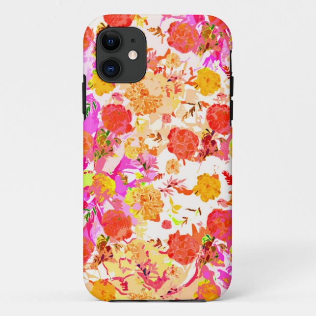 Capa Para iPhone 11 Padrão de flores giras bonitas (Verso)