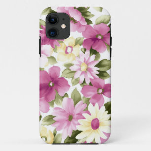 Capa Para iPhone 11 Padrão De Flores Rosa E Amarelo