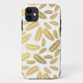 Capa Para iPhone 11 Padrão de Folgas Douradas Faux