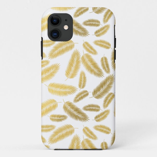 Capa Para iPhone 11 Padrão de Folgas Douradas Faux (Verso)