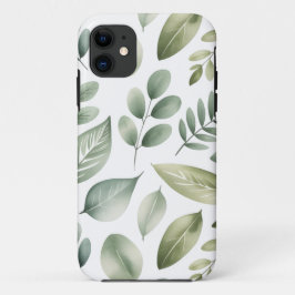Capa Para iPhone 11 Padrão de Folha em Aquarela