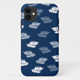 Capa Para iPhone 11 Padrão de Folhas Antigas Azul marinho