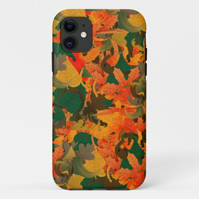 Capa Para iPhone 11 Padrão de Folhas Caindo para Outono (Verso)