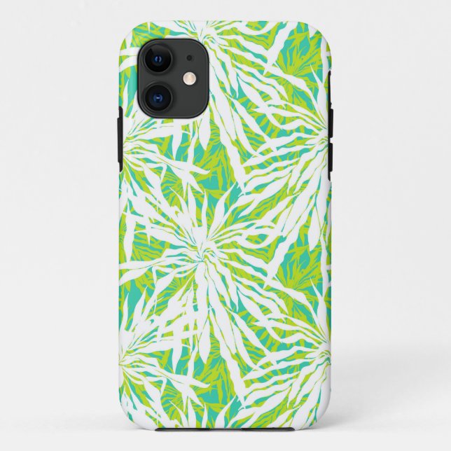 Capa Para iPhone 11 Padrão de Folhas Tropicais (Verso)